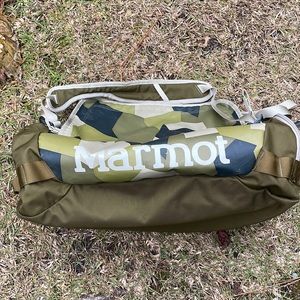 Marmot duffel bag with backpack straps.